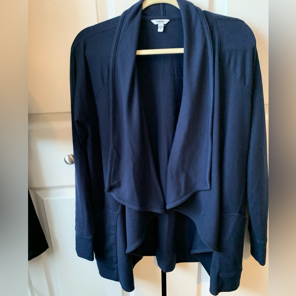 Sonoma Shawl Collar Open Front Cardigan, Casual Style, Medium, Navy